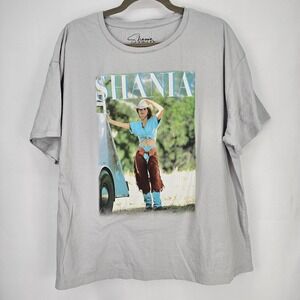Shania Twain T Shirt Women's Size XL Boxy Gray Short Sleeve‎ Bravado Distressed